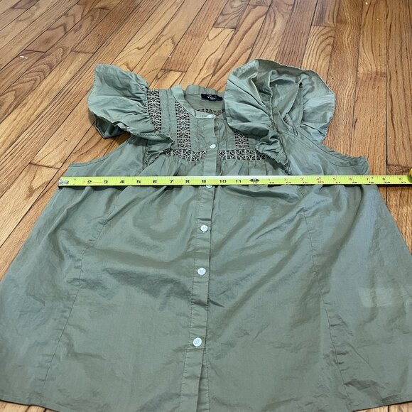 Rails Louella Canteen Green Button Front Blouse Size Large - Picture 6 of 7